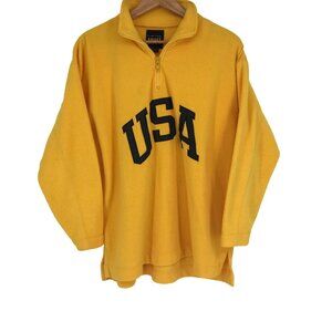 Vintage Limited Sport Quarter Zip Pullover Sweatshirt L USA Yellow Long Sleeve